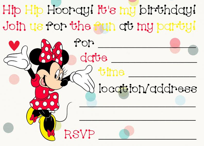 Free Minnie Mouse Birthday Invitations To Print