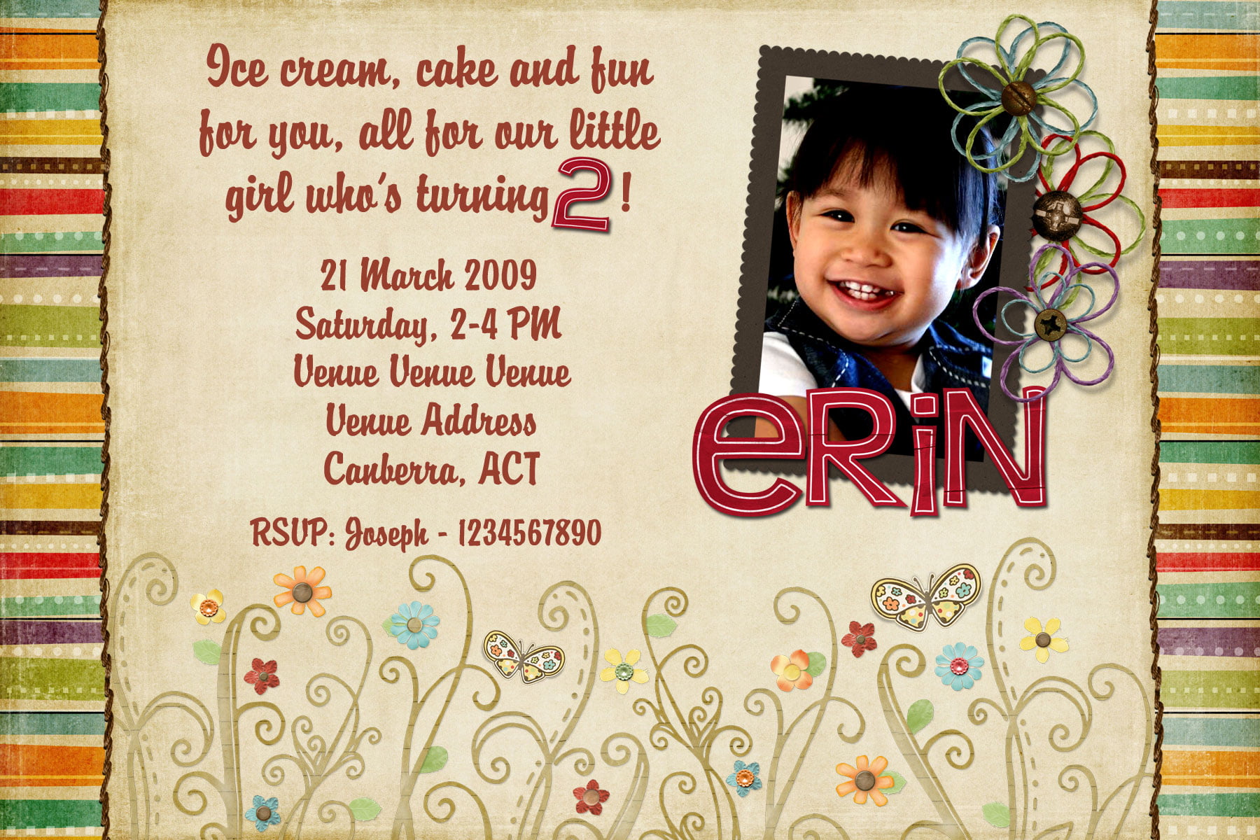 Free Printable 2 Year Old Birthday Invitation For Girls