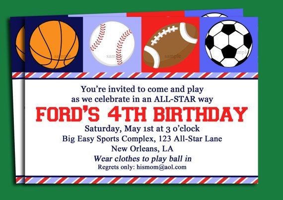 Free Printable All StarSport Birthday Invitations For Boys