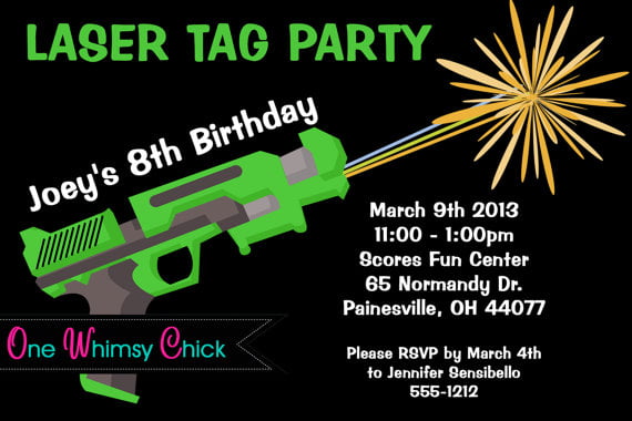 Free Printable Laser Tag Birthday Party Invitations