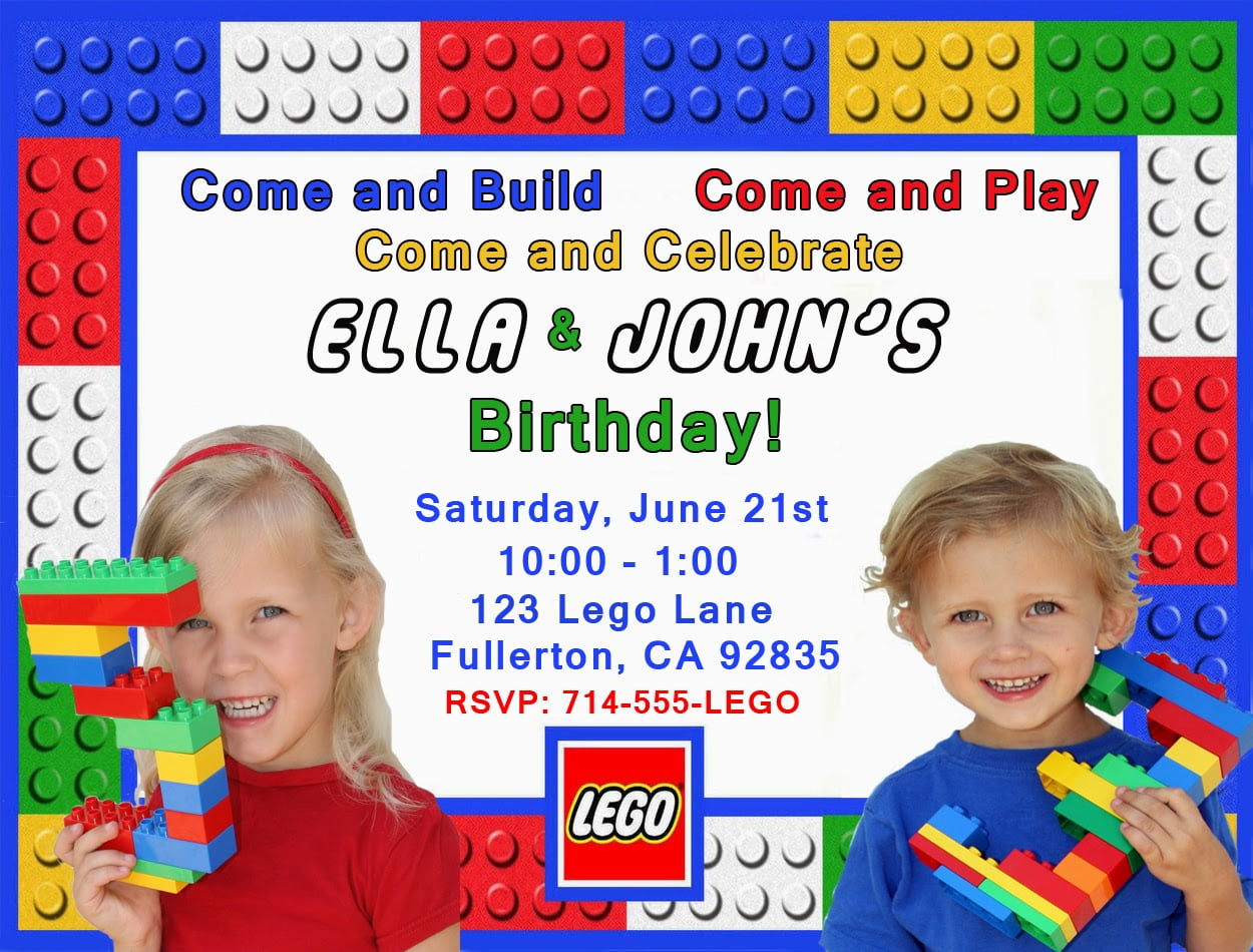 Free Printable Lego Birthday Invitation Custom Photo