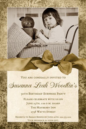 Free Printable Vintage Woman 50th Birthday Invitations