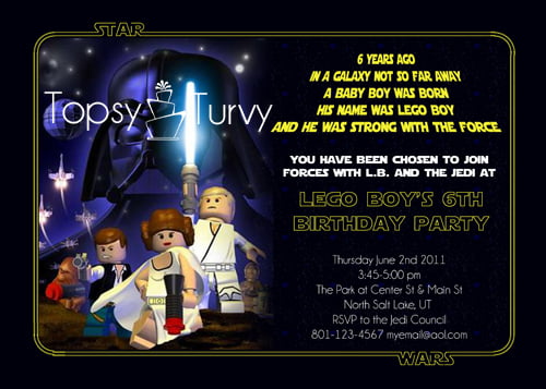 Lego Wars Birthday Party Invitations Design