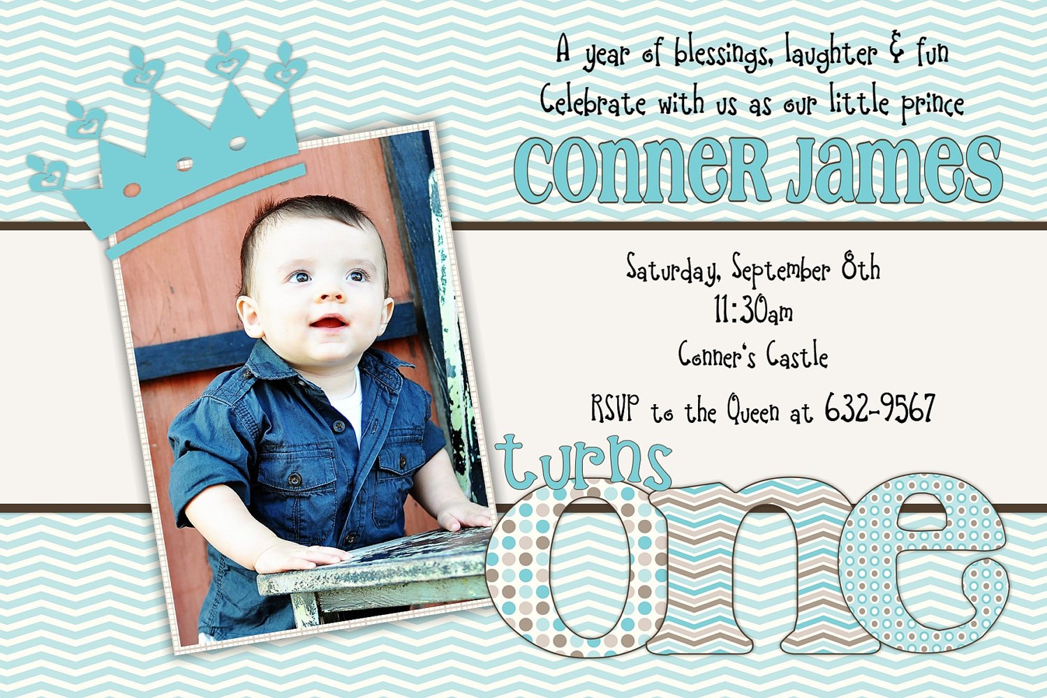 Little Princess Baby Boy First Birthday Invitation Ideas