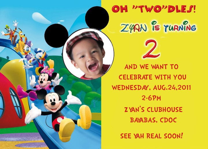 Mickey 2nd Birthday Invitation Wording For Kids