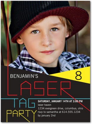 Personalized Laser Tag Birthday Party Invitations