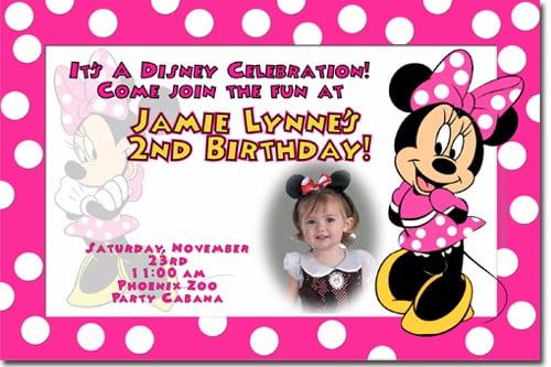 Personalized Minnie Mouse First Birthday Invitations With Photos