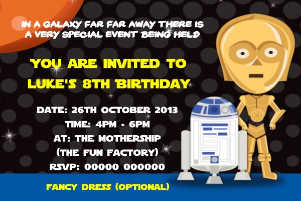 Personalized Star Wars Birthday Party Invitation Templates