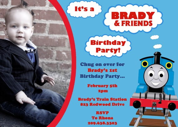 Personalized Thomas The Train Birthday Party Invitation With Photo