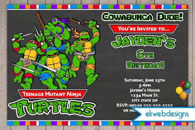 complete Ninja Turtle Birthday Party Invitations