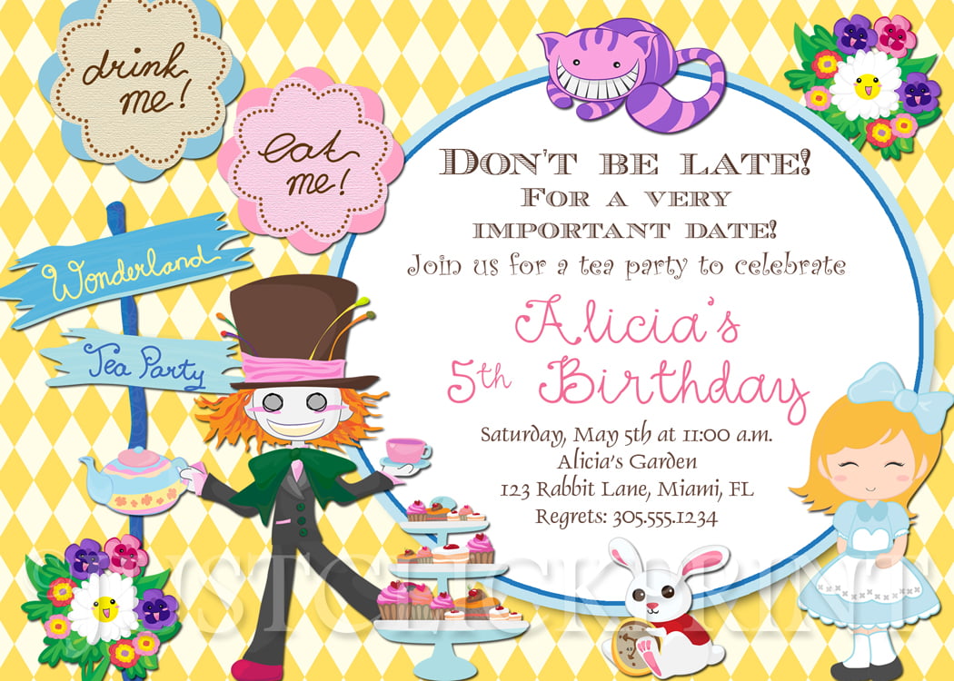 Alice In Wonderland Birthday Invitations Download Hundreds FREE 