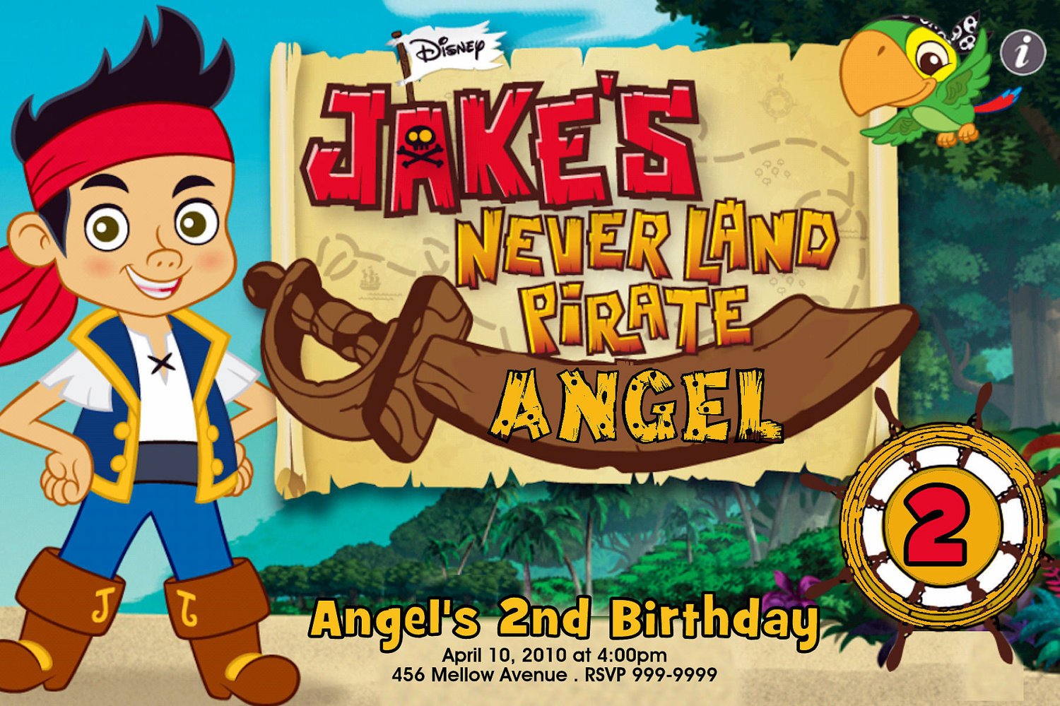 Full jake and the neverland pirates birthday invitations