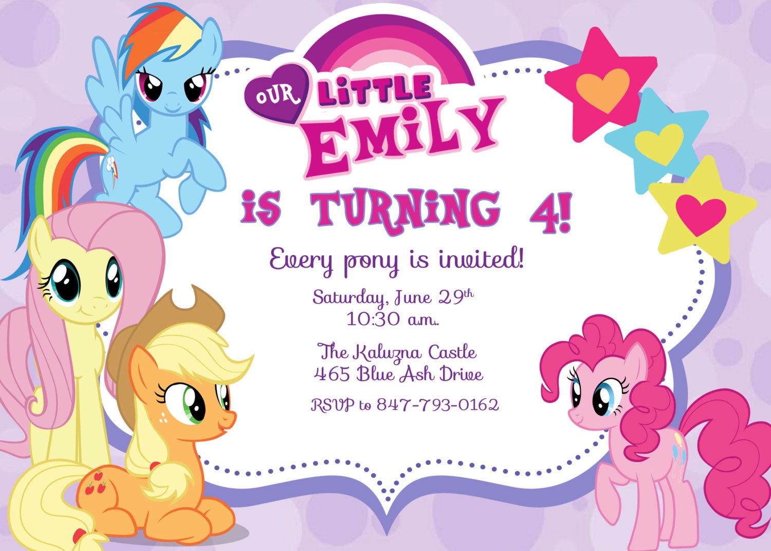 FREE Printable My Little Pony birthday invitations Download Hundreds
