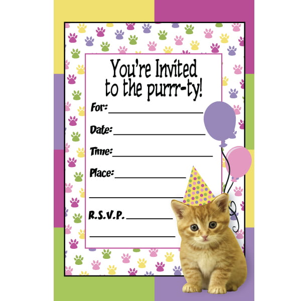 Cat Birthday Invitations Free Printable