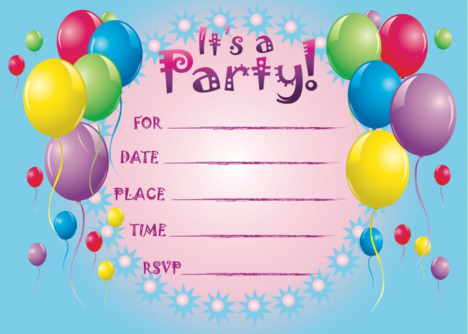 Blue Ballons Invitations Cards