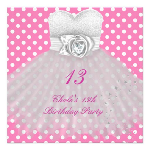 dress 13th birthday party invitations