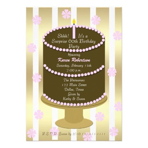 cake 60th birthday surprise party invitations