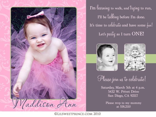 glamour first birthday party invitations for girls