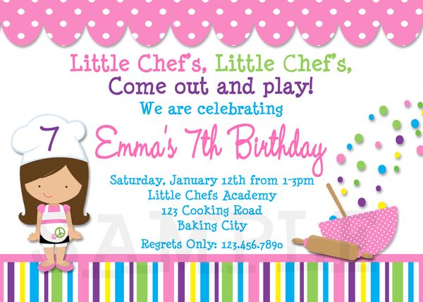 sweet cook invitations to birthday party