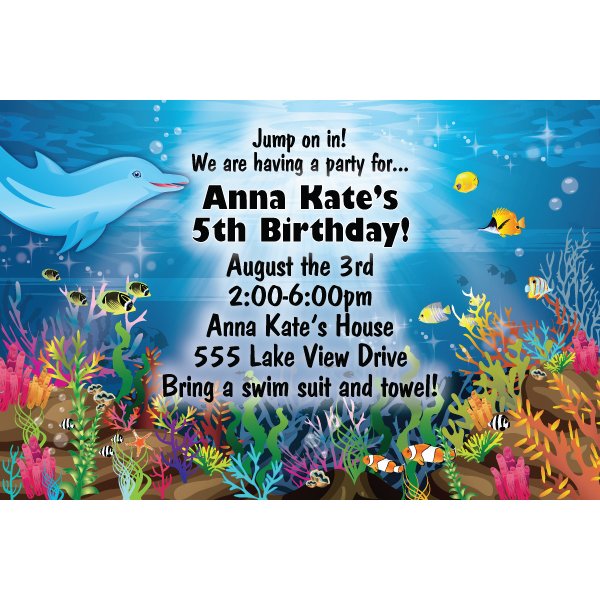 awesome under the sea birthday party invitations