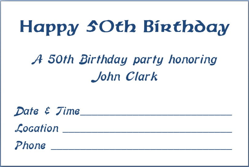 simple 50th birthday party invitation templates