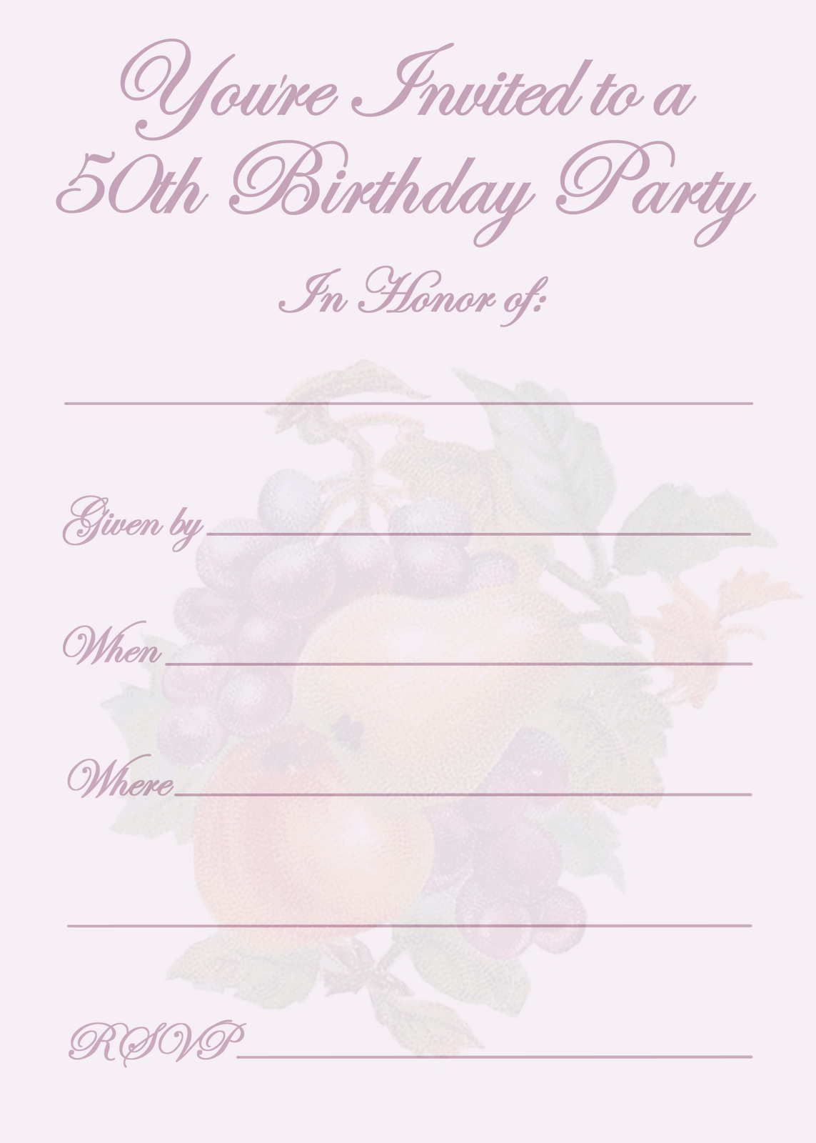 elegant 50th birthday party invitation template