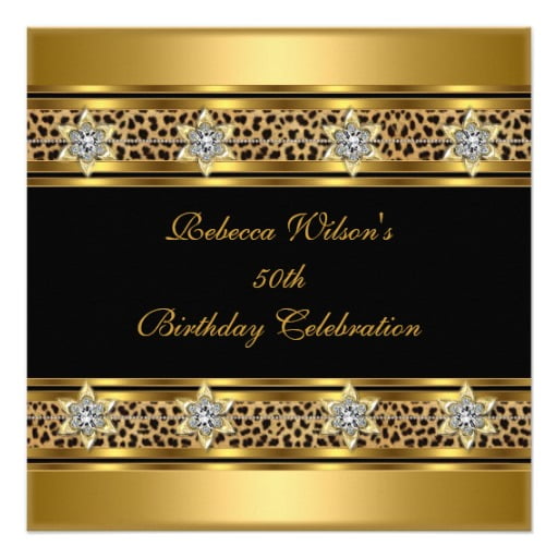 gold elegant 50th birthday party invitations