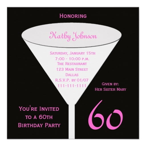 champagne invitations for 60th birthday party