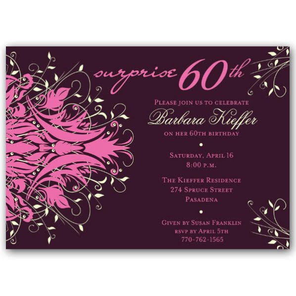 pink 60th birthday invitations for mom