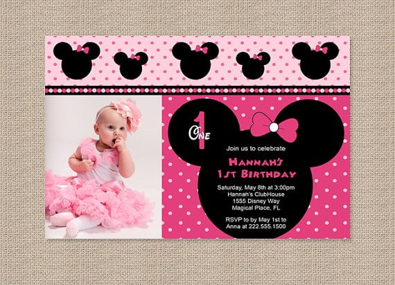 pink pictures free printable minnie mouse 1st birthday invitations