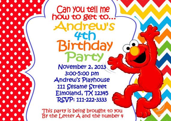 cheerful elmo 1st birthday invitations