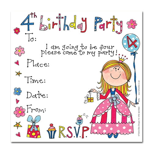 princess 4th birthday party invitations wording