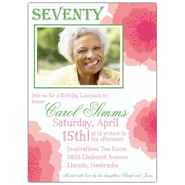 pink 70th birthday invitations