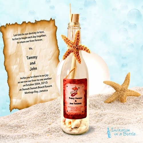 beautiful message in a bottle birthday invitations