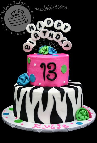 zebra cake 13th birthday party invitations wording