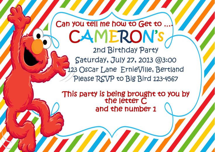 elmo 1st birthday invitations card