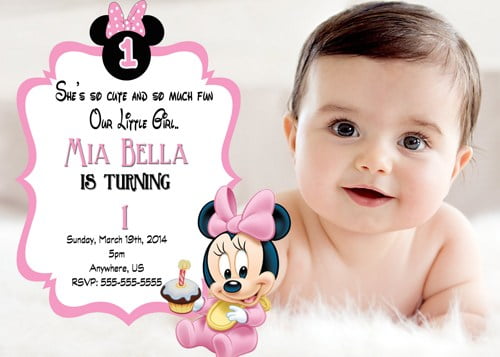 baby free printable minnie mouse 1st birthday invitations
