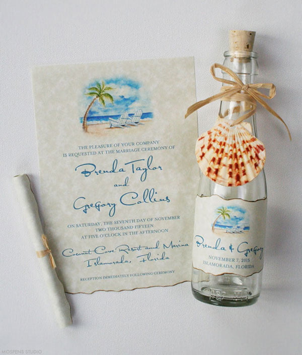 awesome message in a bottle birthday invitations
