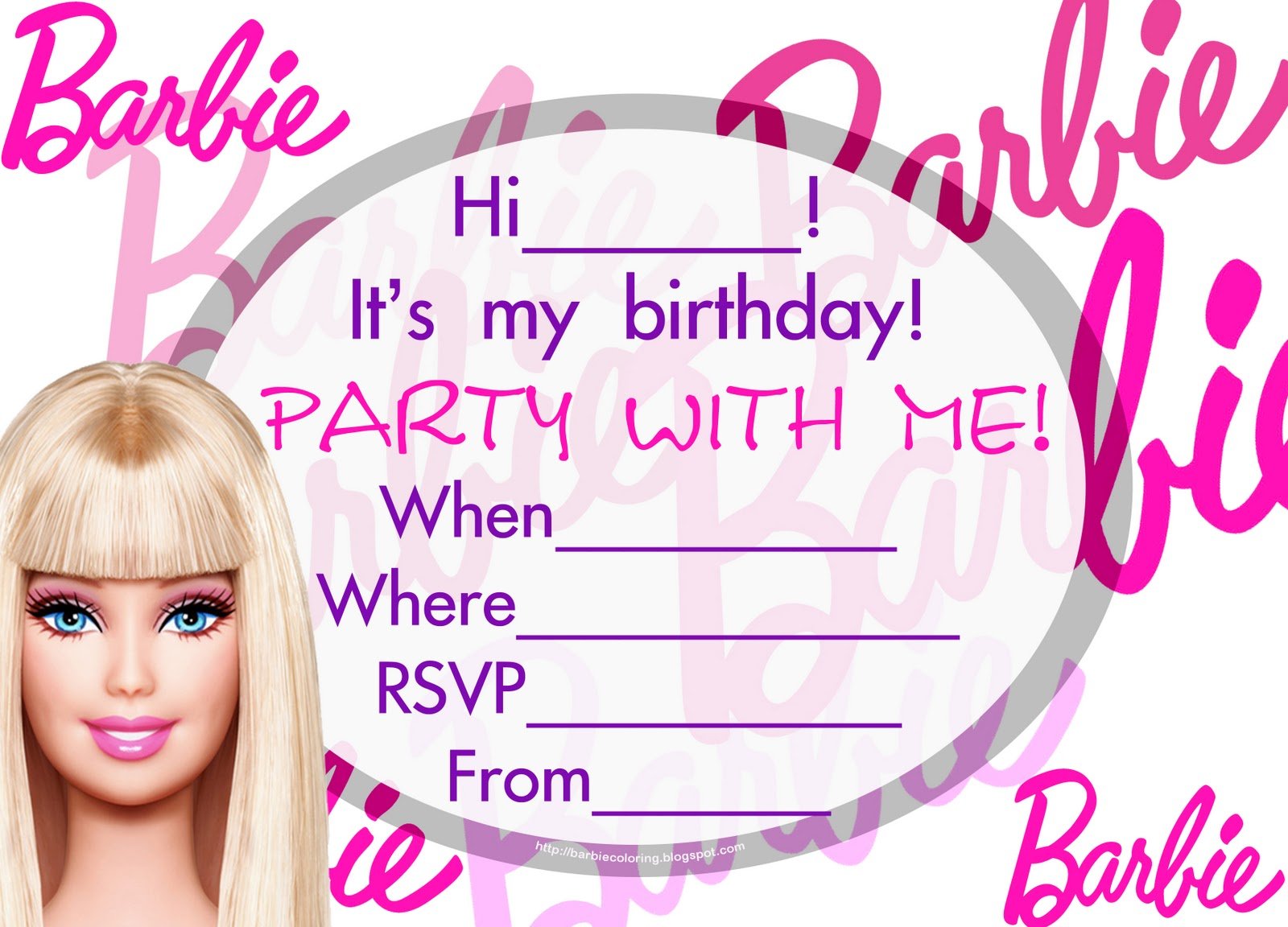 barbie teenage girl birthday invitations free printable