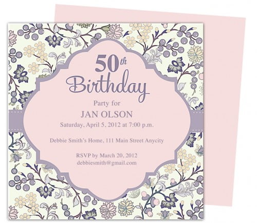 glamour 50th birthday party invitation template