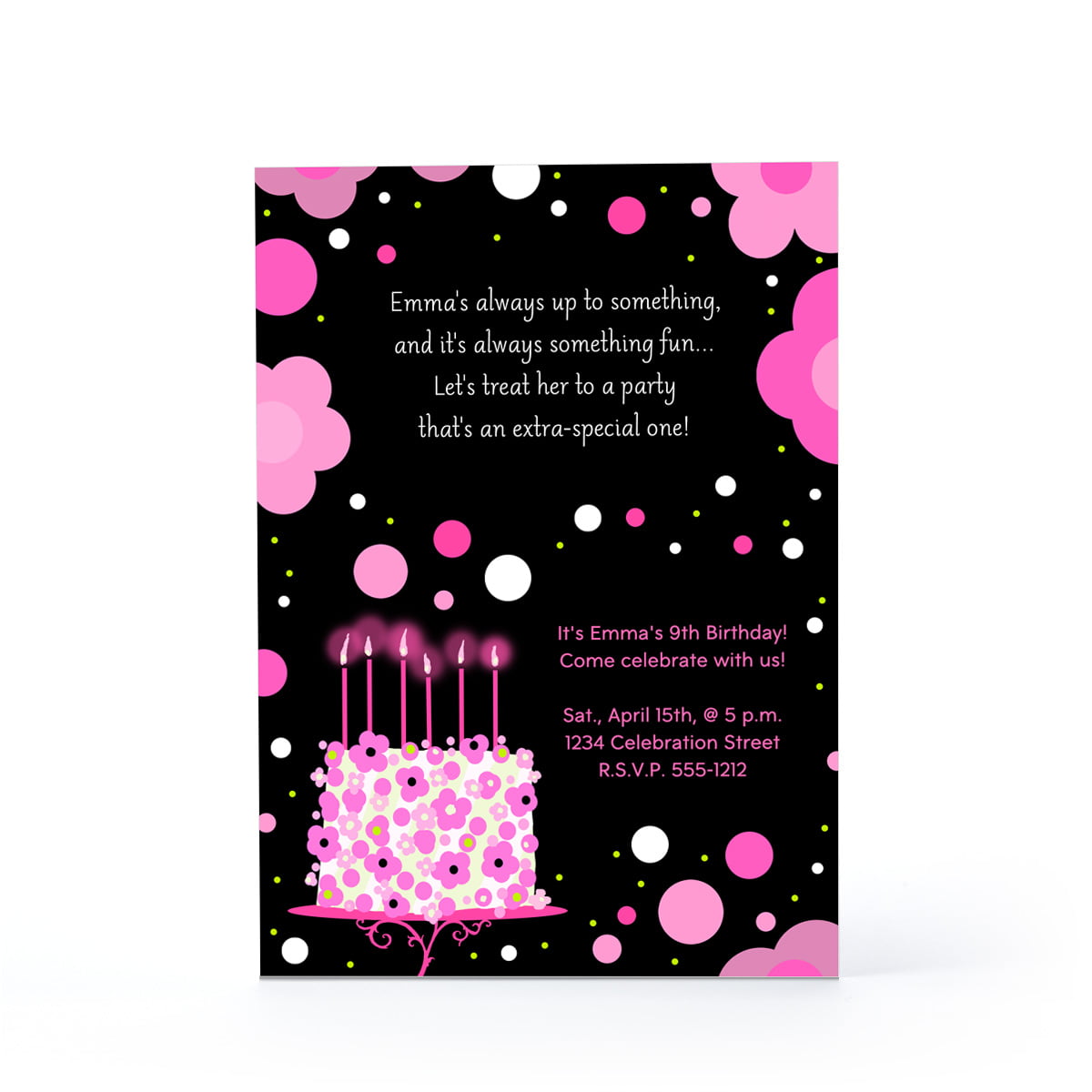 glamour black and pink birthday invitations