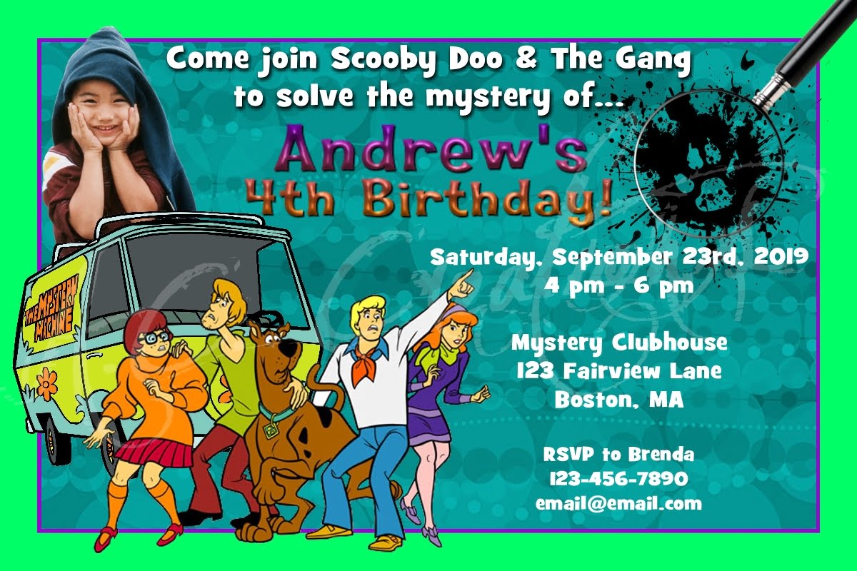 mystery inc scooby doo birthday party invitations