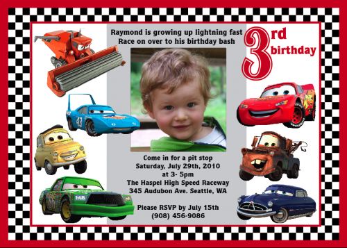 all cast disney cars birthday party invitations