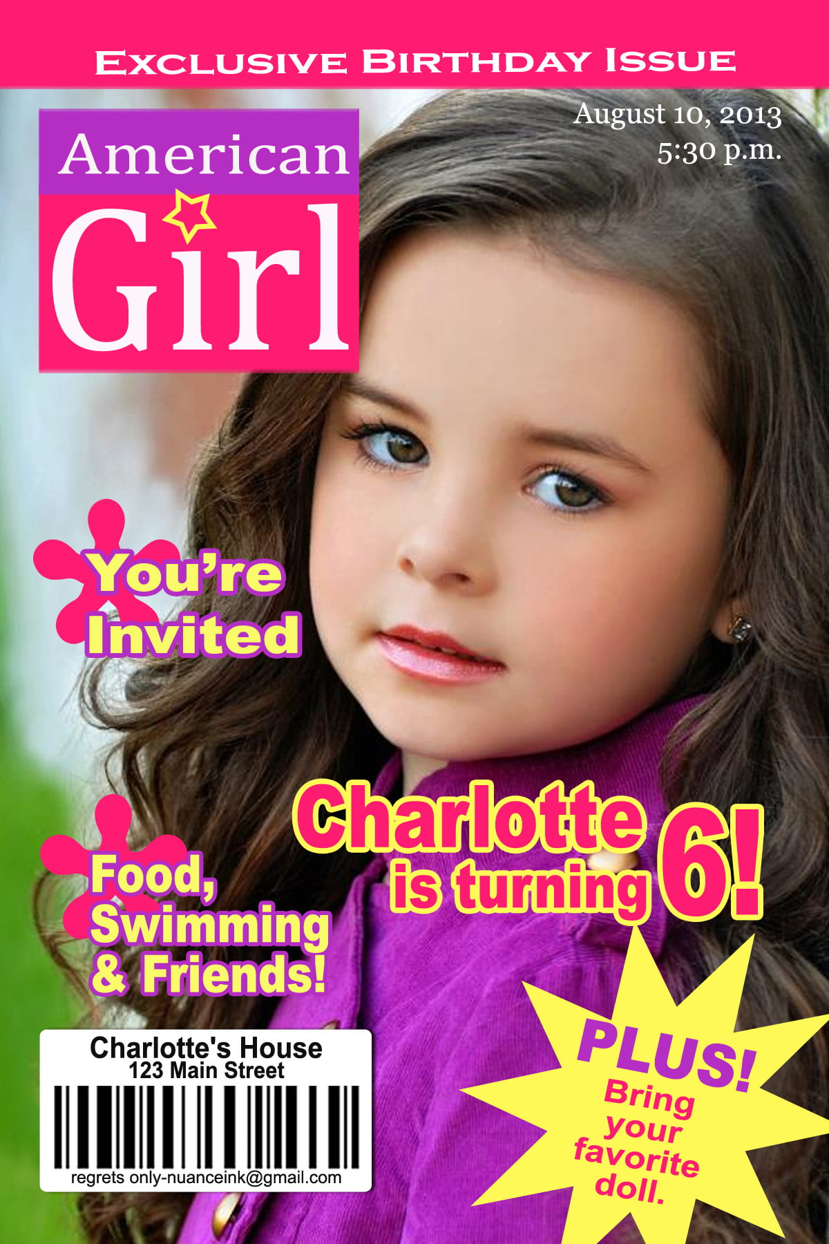 magazine american girl dolls birthday invitations