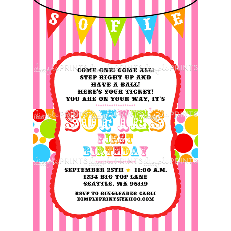 colorful printable carnival birthday invitations