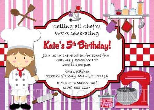 cook invitations to a birthday party
