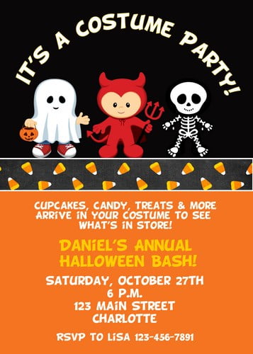 ghost halloween themed birthday party invitations