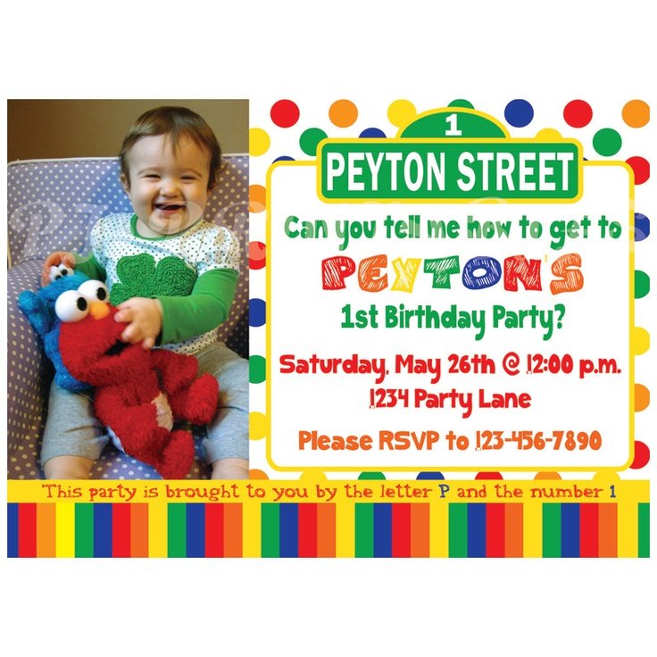 elmo sesame street photo birthday invitations
