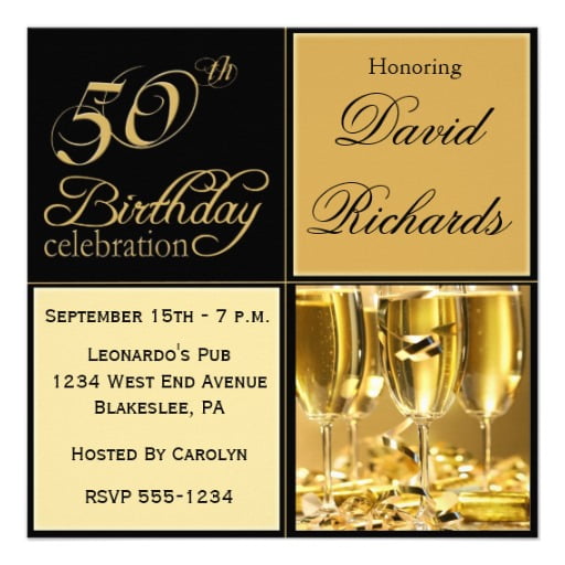 elegant 50th birthday party invitations card