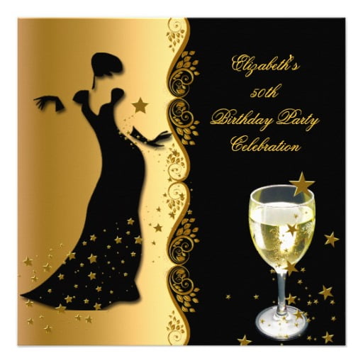 lady elegant 50th birthday party invitations